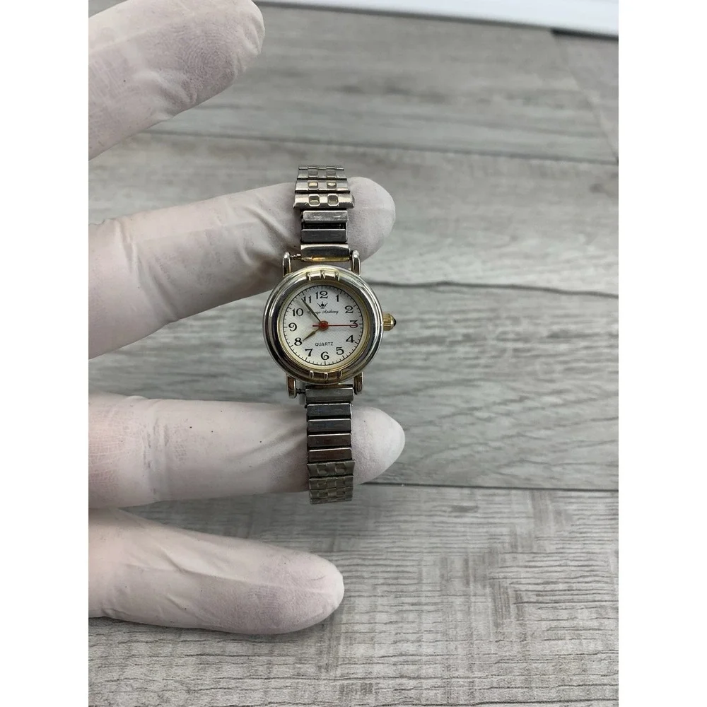 george anthony watch womens silver gold tone stretch band w locking clasp Workin